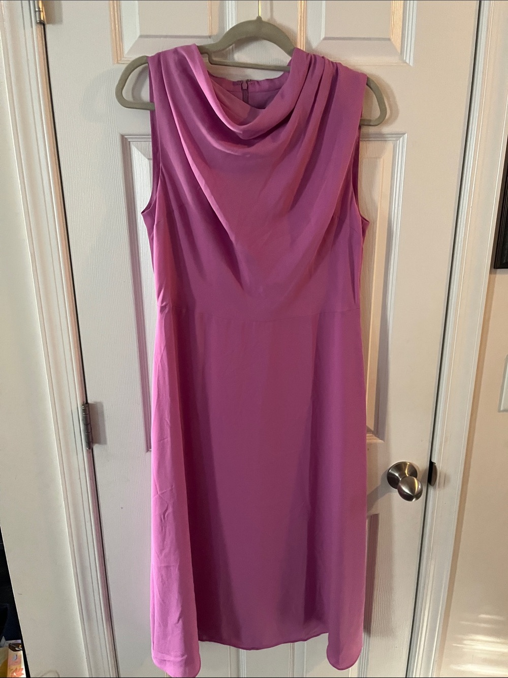 Ann Taylor Sleeveless Cowl Neck Midi Dress in Magenta